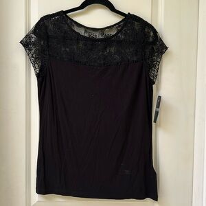New! Chaps Black Lace Tee